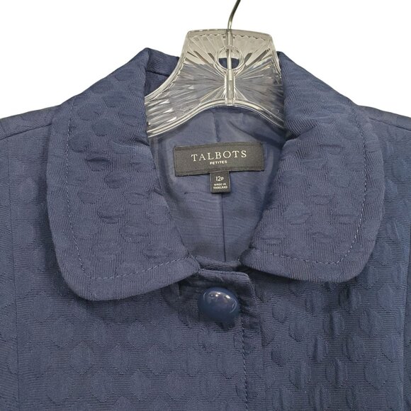 Talbots 12 Petite 12P Jacket Coat Chunky Button Textured Preppy Peter Pan - Picture 5 of 10
